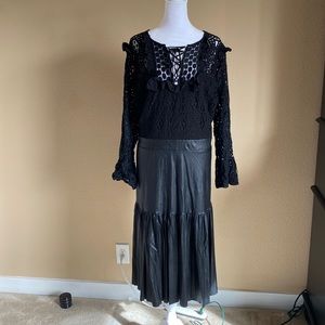 Eloquii top lacey black dress and leather on the bottom!